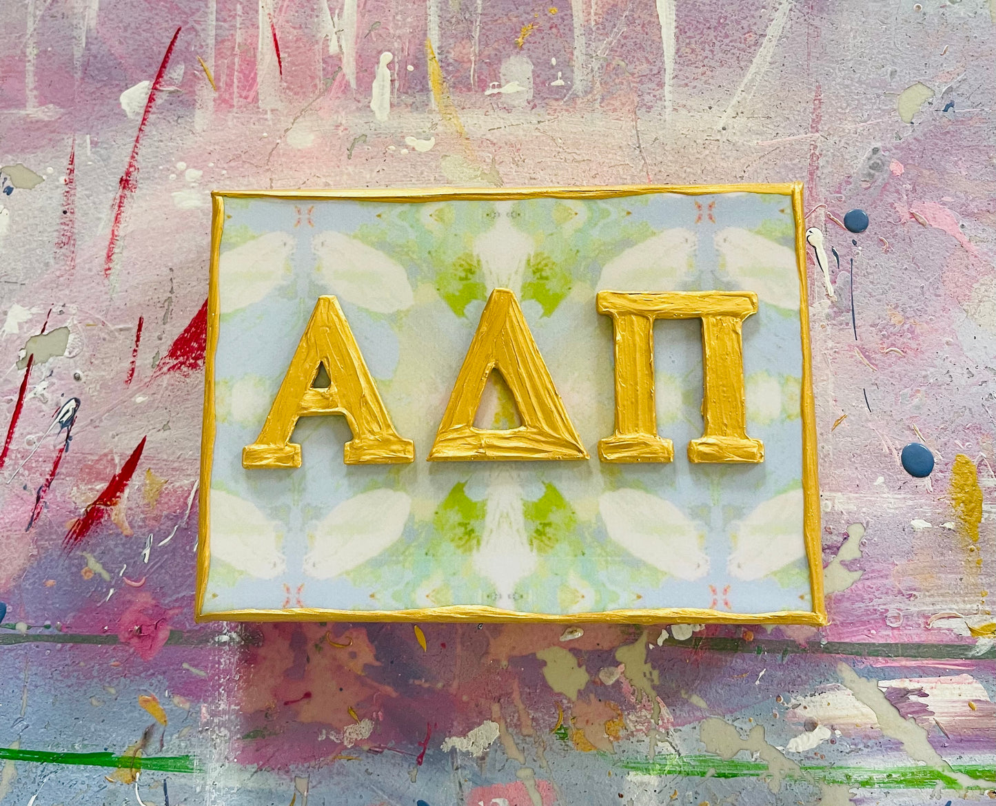 Alpha Delta Pi on Light Blue & Green on 5x7 Canvas