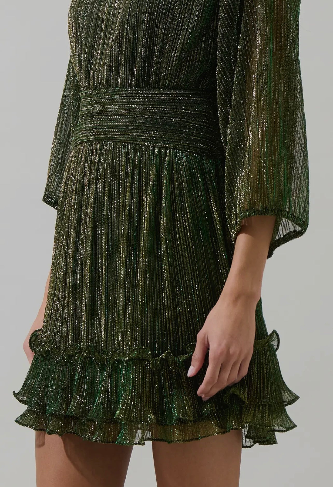 Senoviah Shiny Brett Ruffle Mini Dress