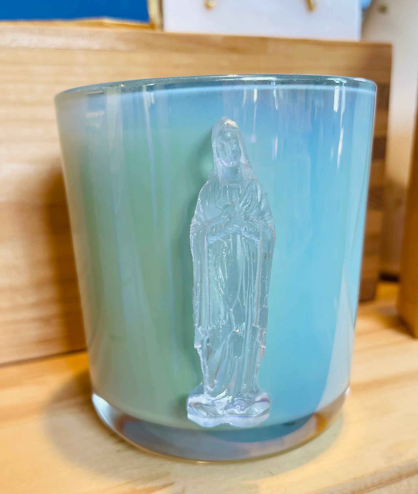 Mother Mary Bella Luxury Candles / Uptown / Blue Iridescent Vessel