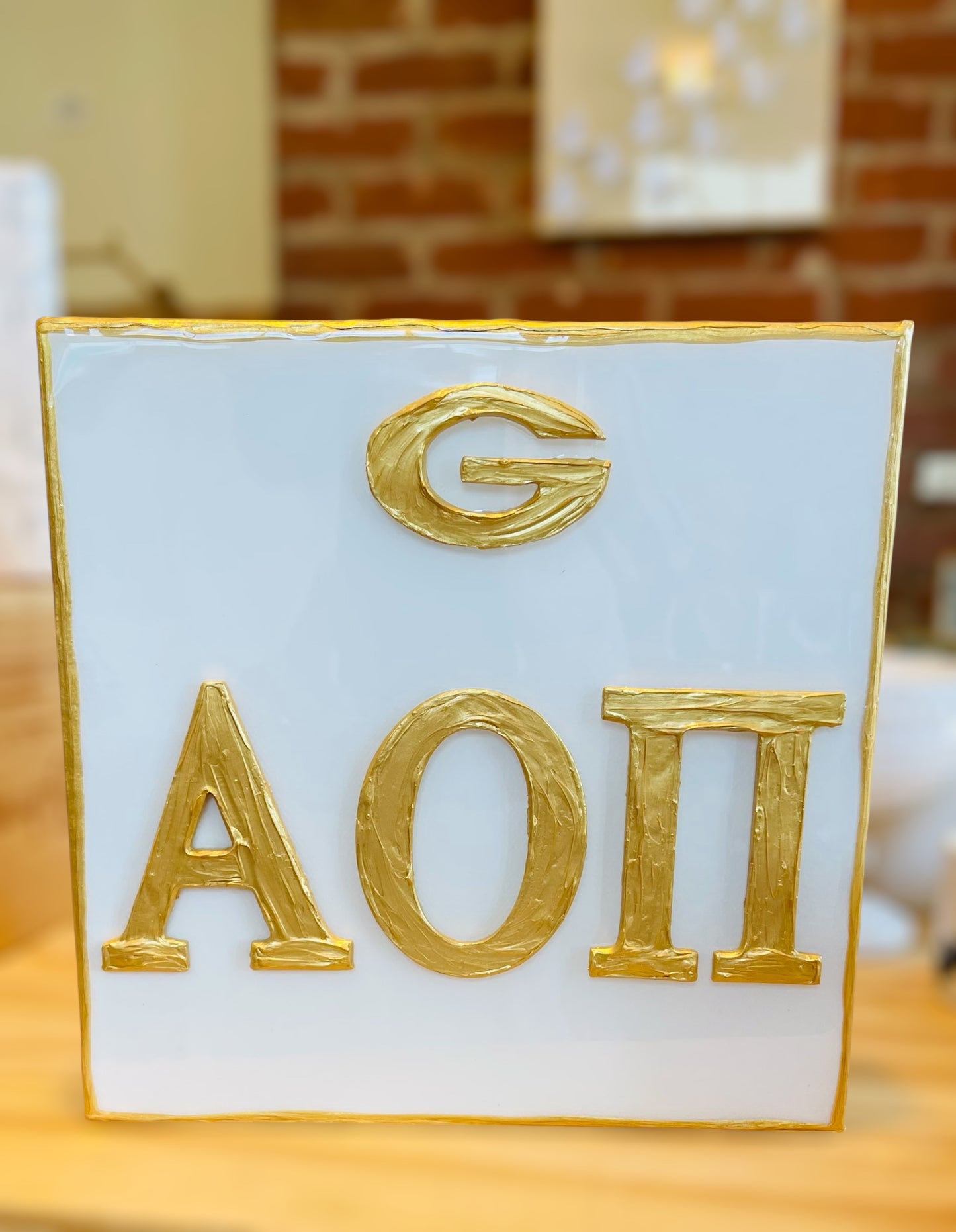 Alpha Omicron Pi with G on Canvas