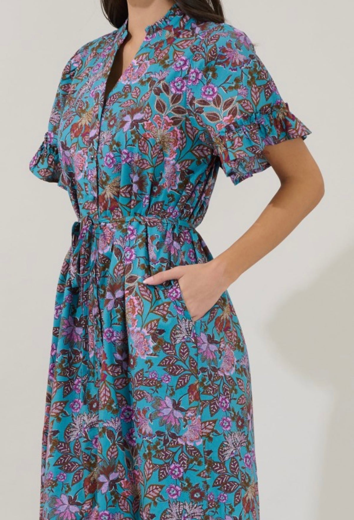 ALNA BUTTON UP MIDI DRESS BERLIN FLORAL