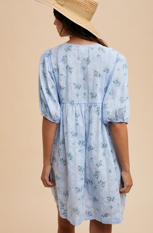 Floral Baby Blue Babydoll Dress