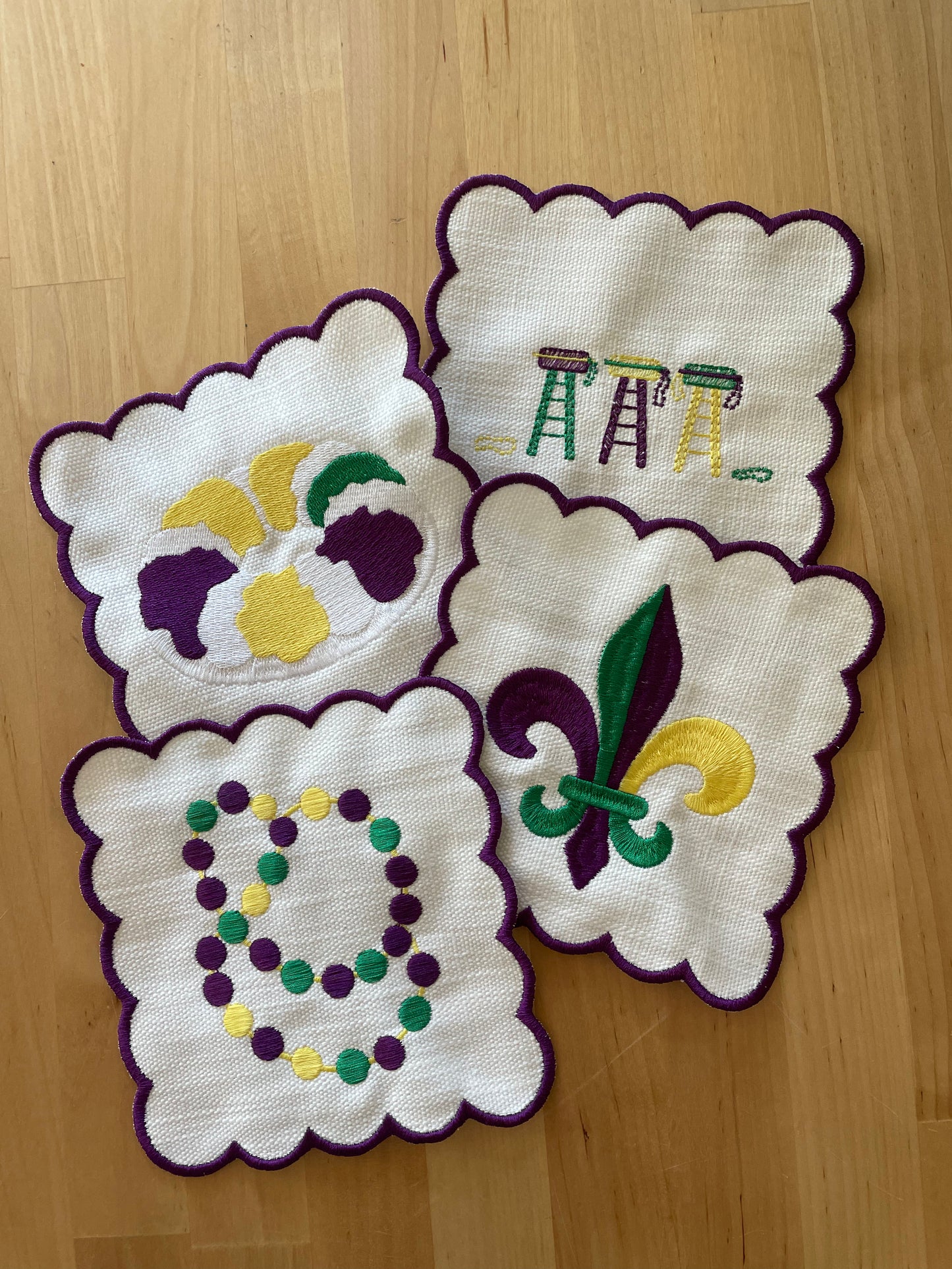 Linen Cocktail Napkins - "Mardi Gras"
