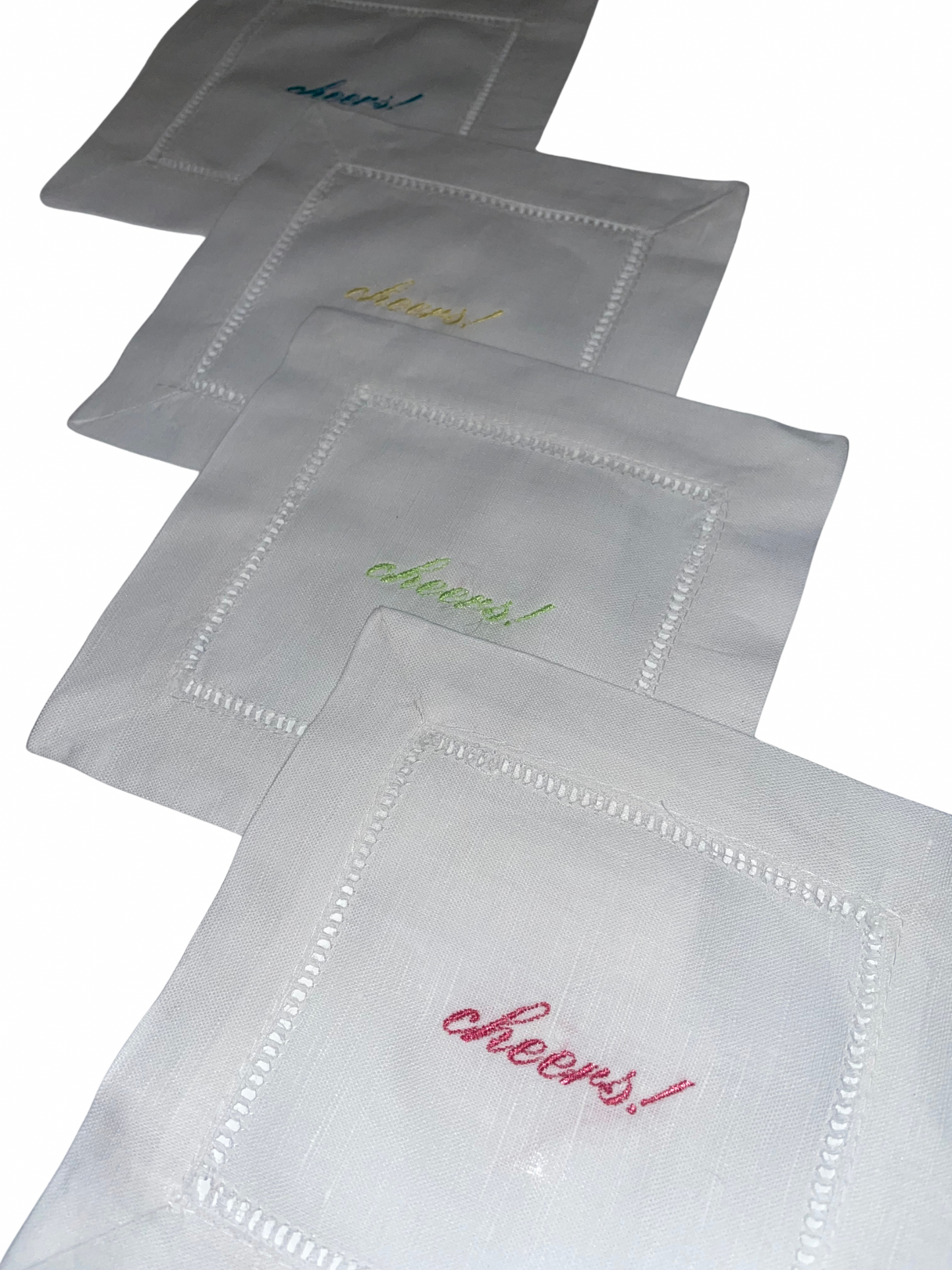 Linen Cocktail Napkins - "cheers!"