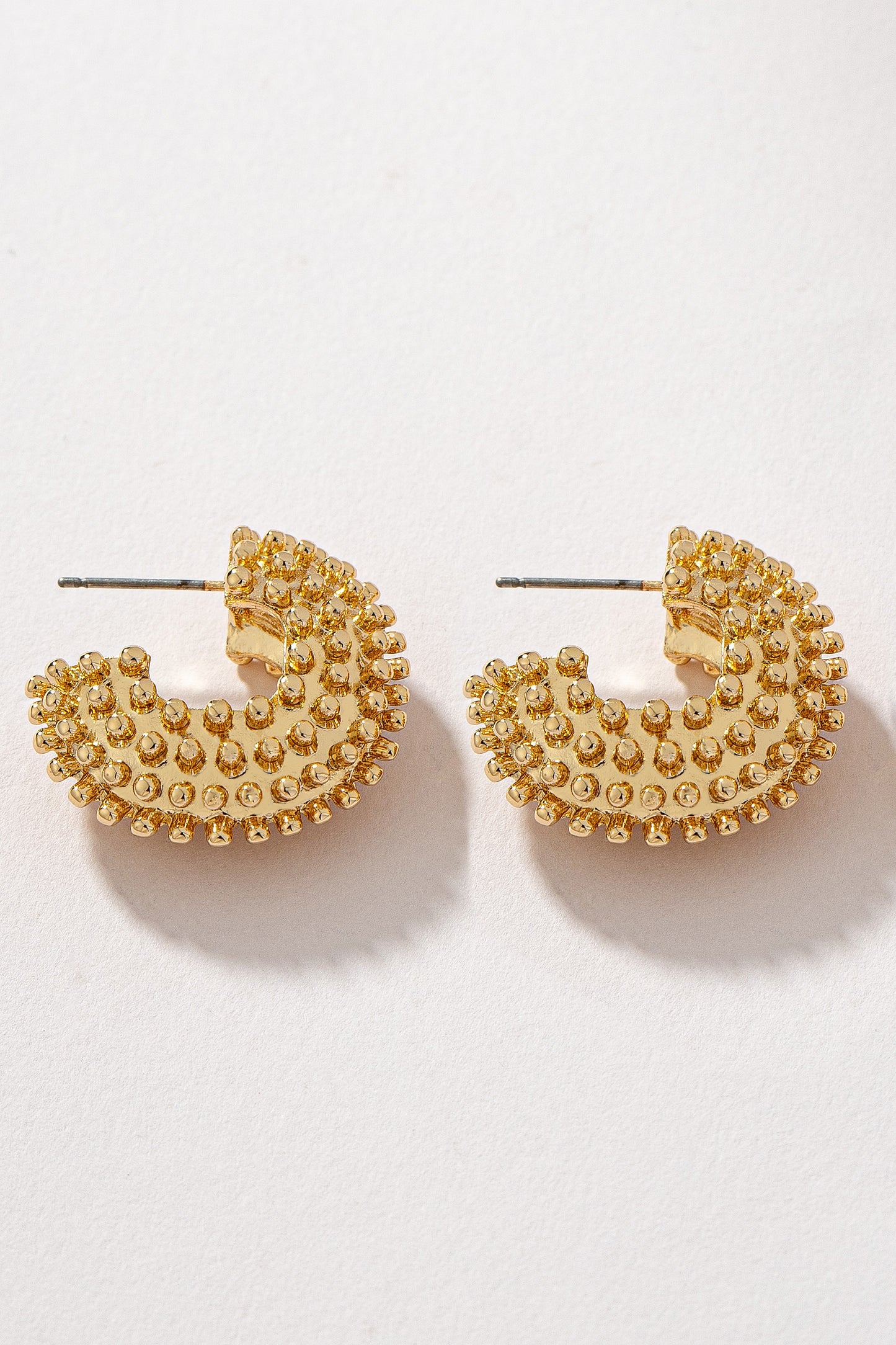 Studded C-Shape Hoop Earrings