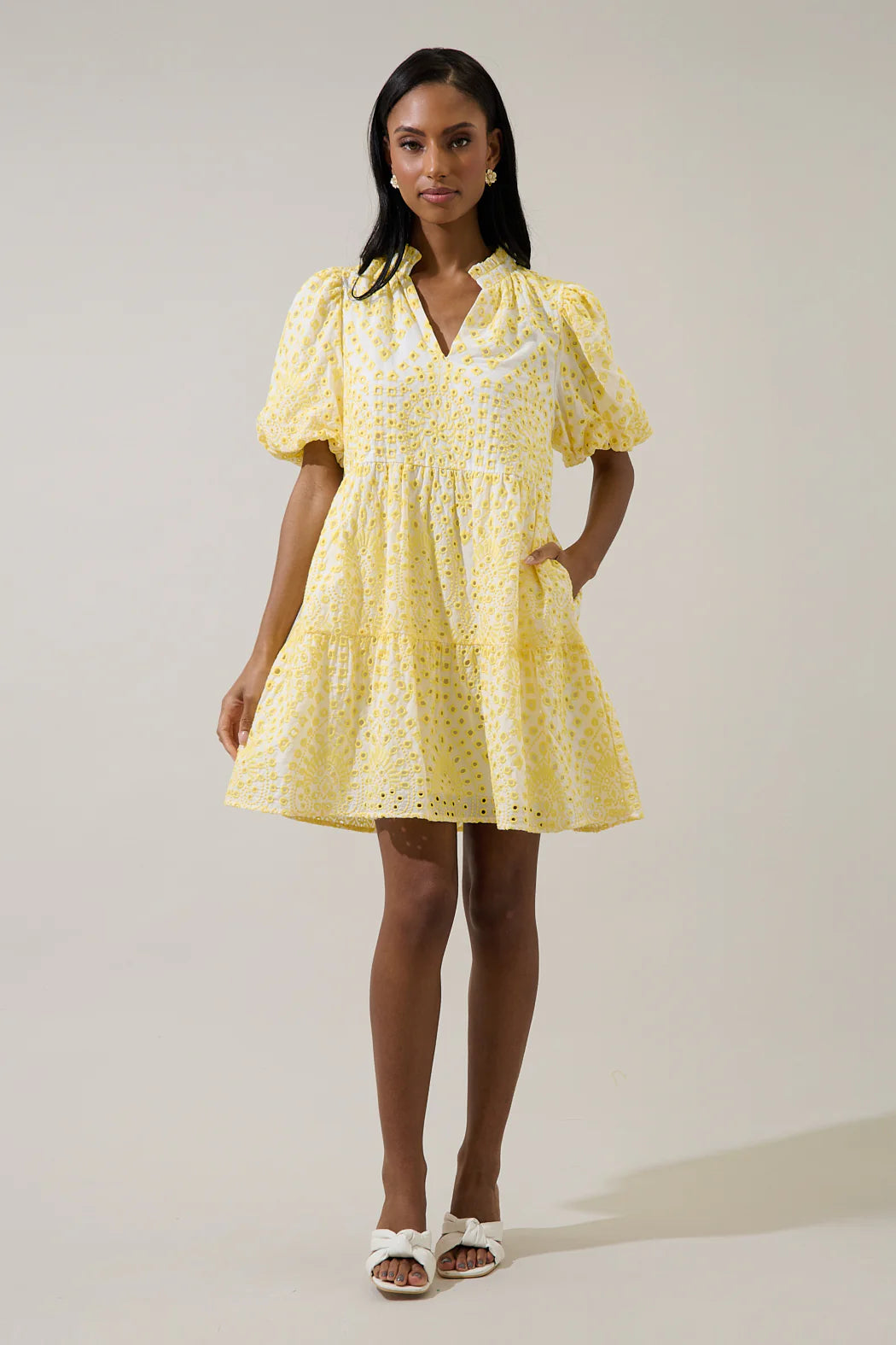 Jacey Babydoll Mini Dress Shayla Eyelet