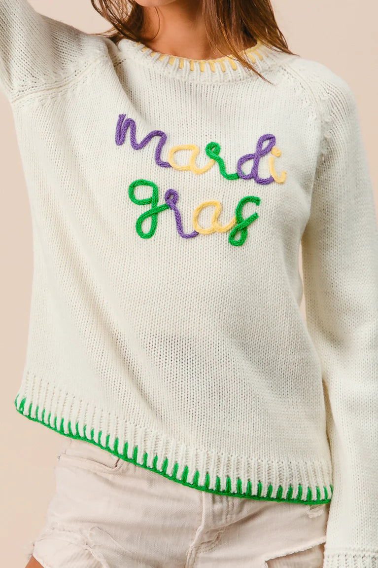 Mardi Gras Lettering Sweater