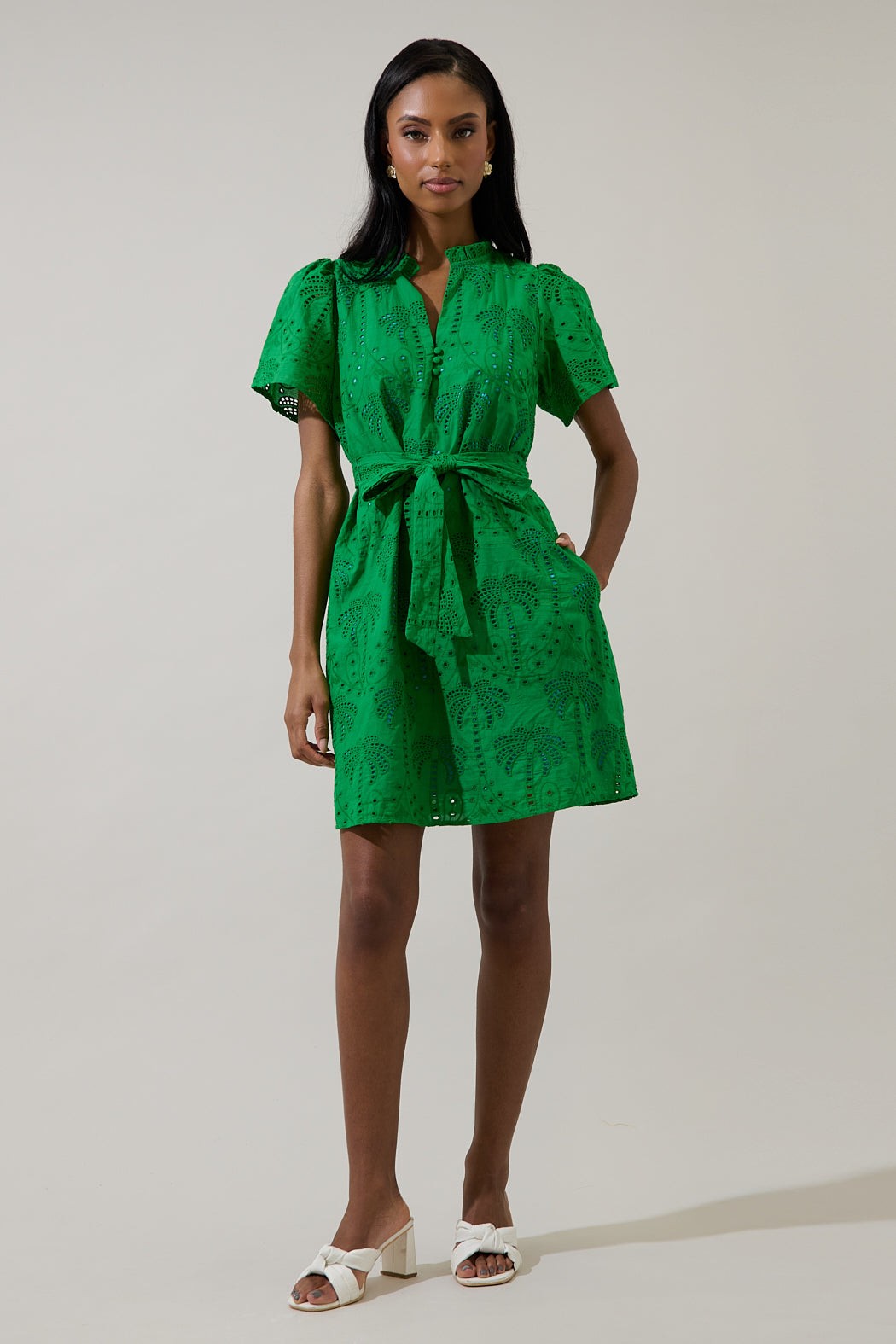 Palms Eyelet Ema Shift Mini Dress