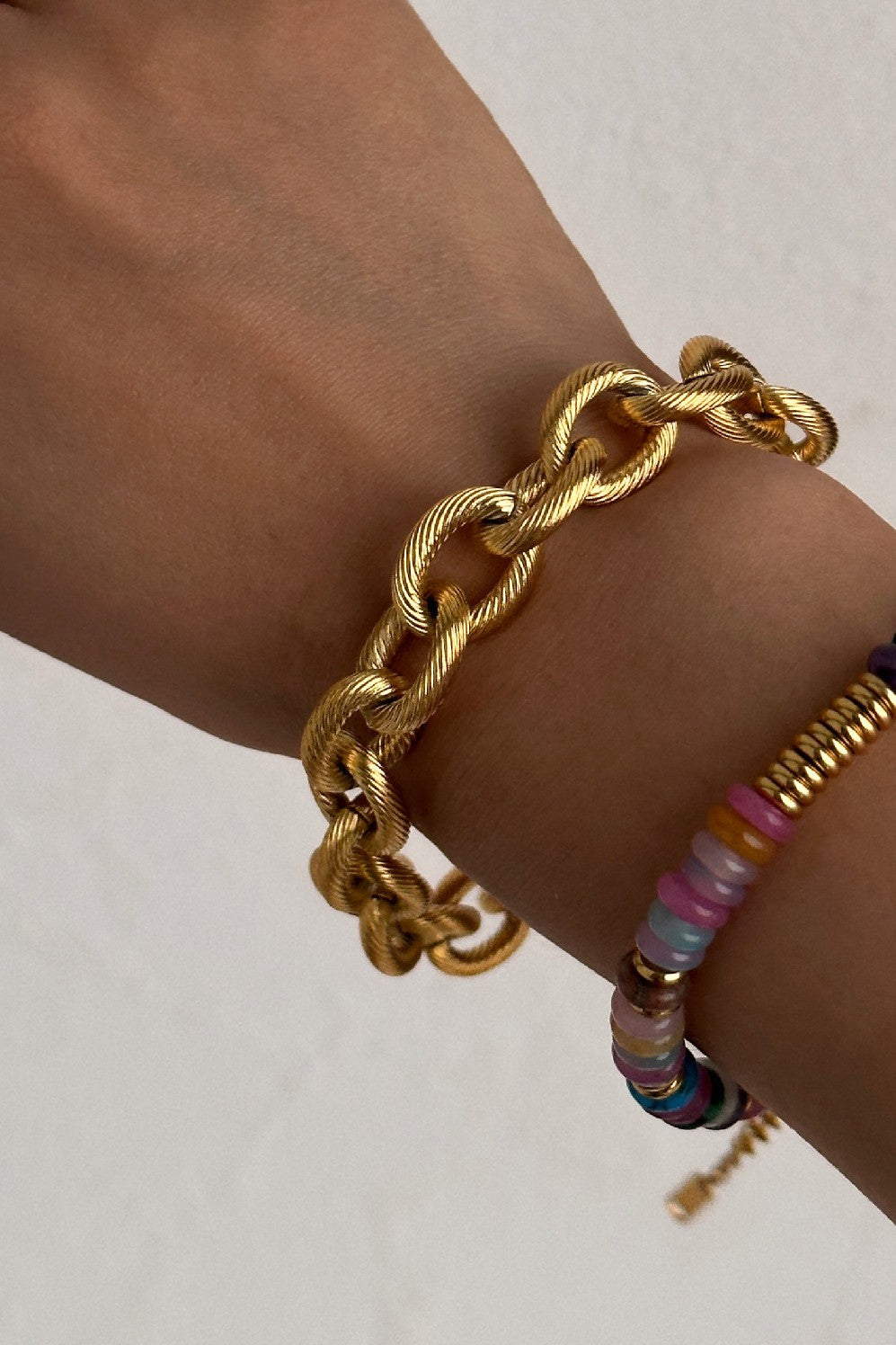 18k Gold Non-tarnish Chunky Chain Link Bracelet