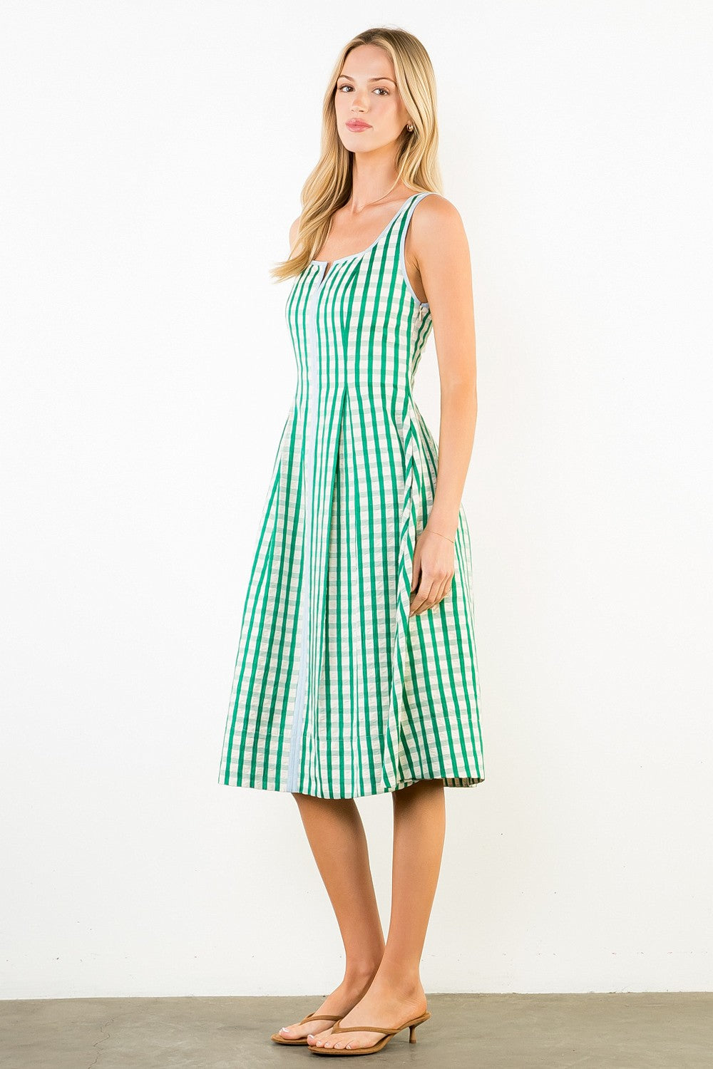 Thin Strap Gingham Pattern Dress