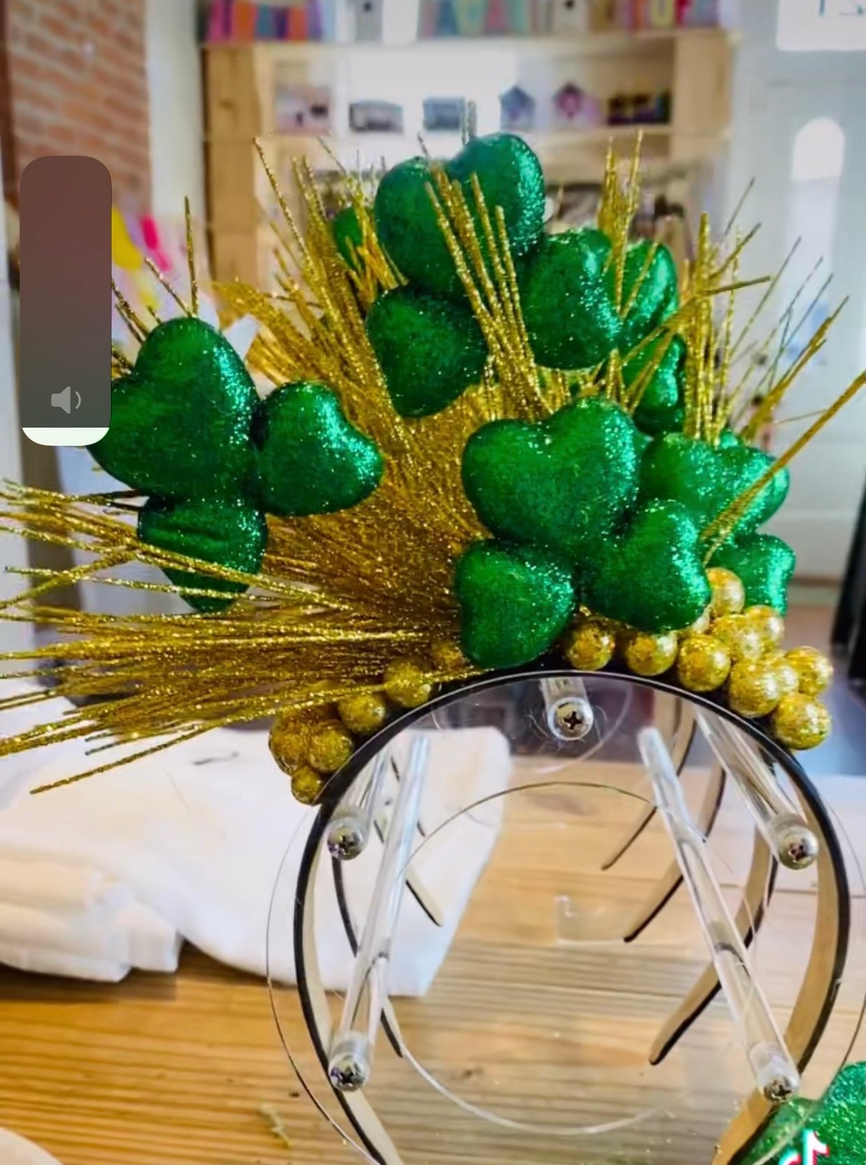 Shamrocks with Gold Headband