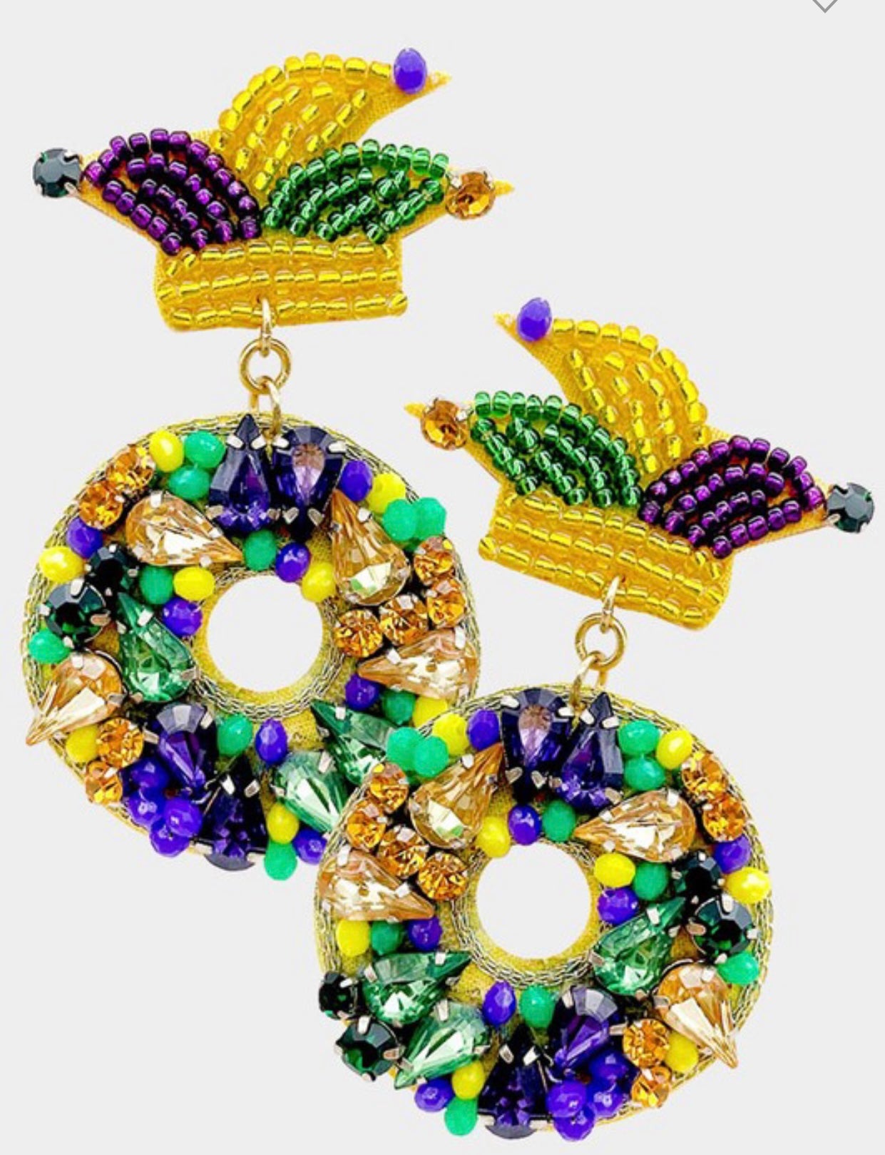 Mardi Gras King Cake Beaded Earrings