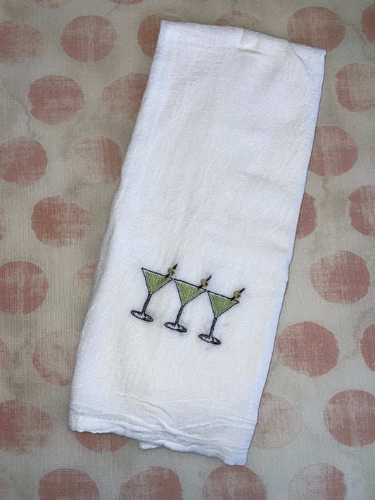 Linen Tea Towel - 3 Dirty Martinis