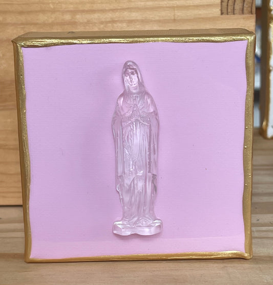 Mother Mary on Light Pink Canvas