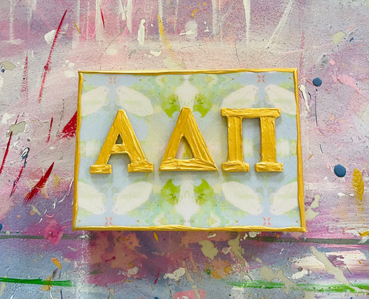 Alpha Delta Pi on Light Blue & Green on 5x7 Canvas