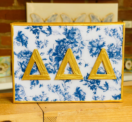 Delta Delta Delta on Blue Floral