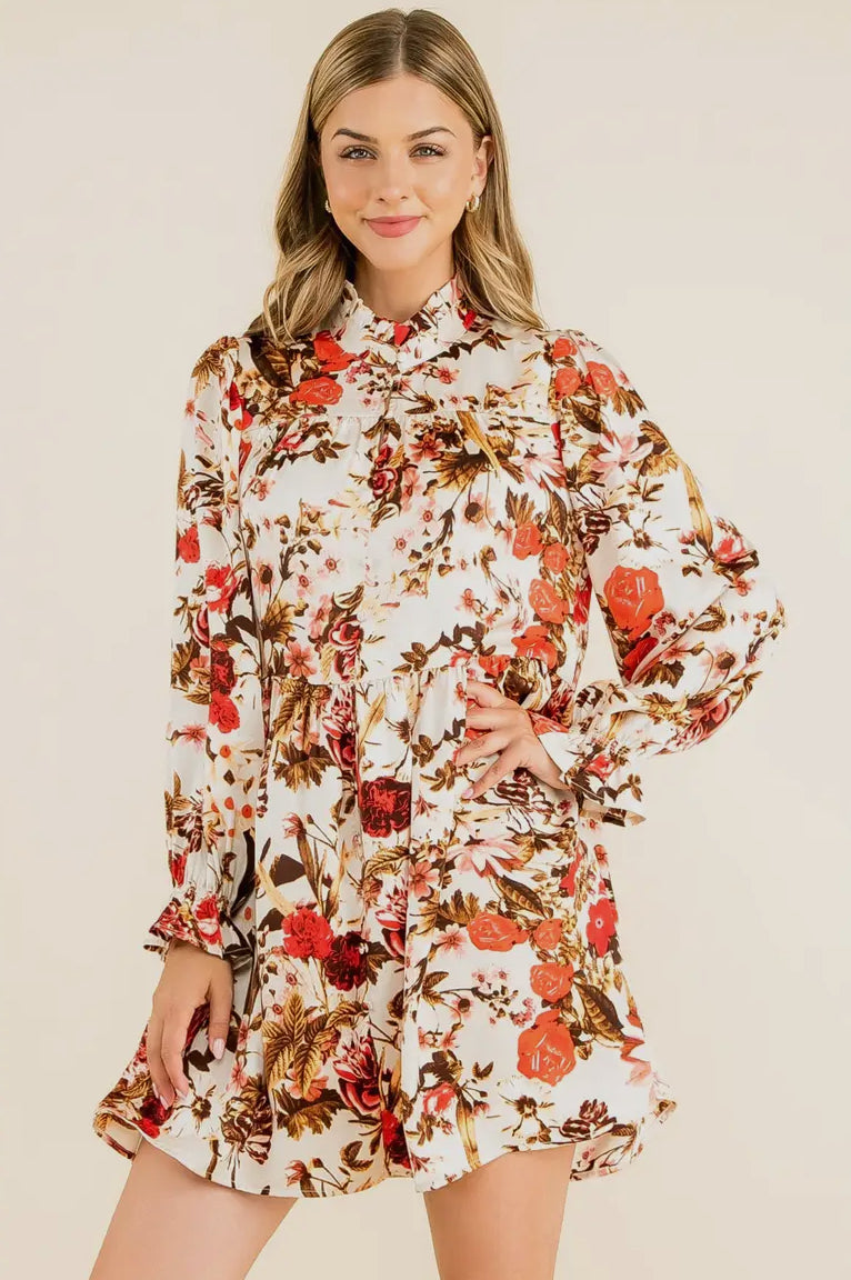 Floral Print Button Up Dress