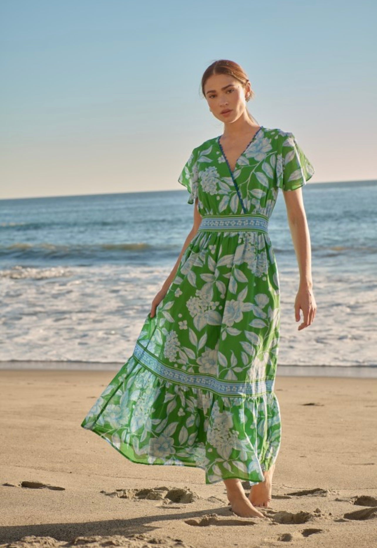 Verbena Floral Ingrida Surplice Maxi Dress