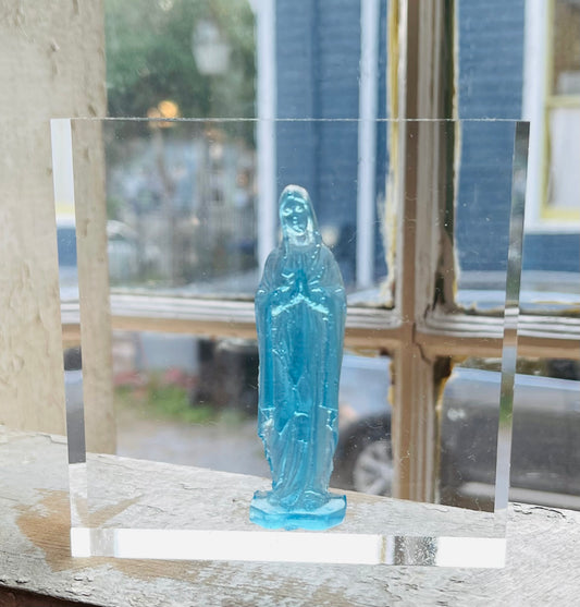 Bright Blue Mother Mary on 4x4 Acrylic Square