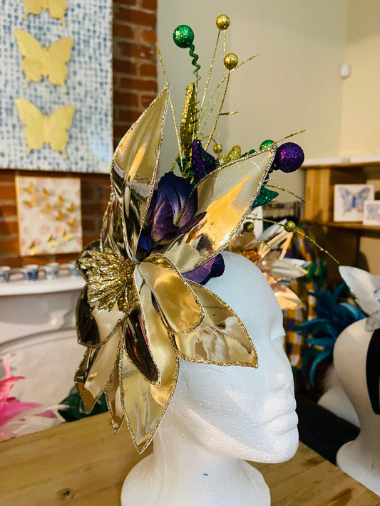 Mardi Gras Metallic Gold Flower