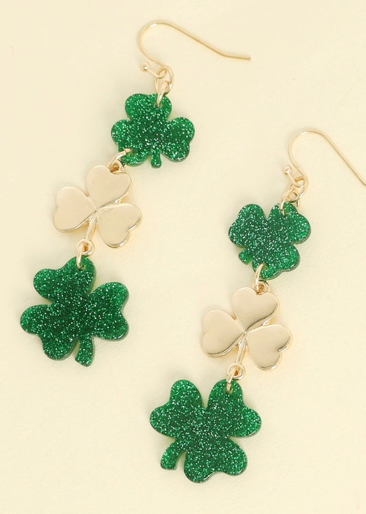 St. Patrick's Shamrock Resin Earrings