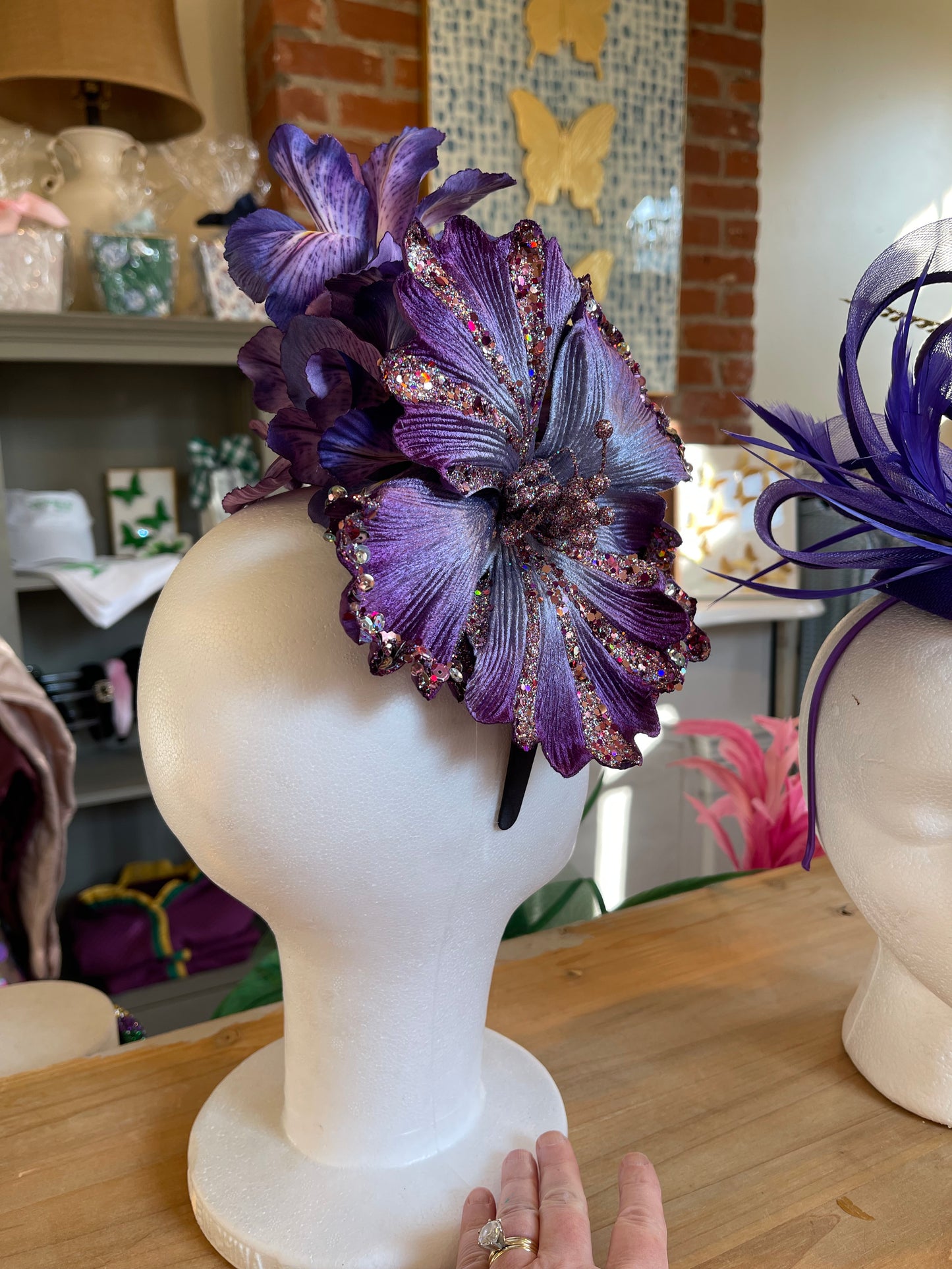 Purple Sequin Flower with Irises