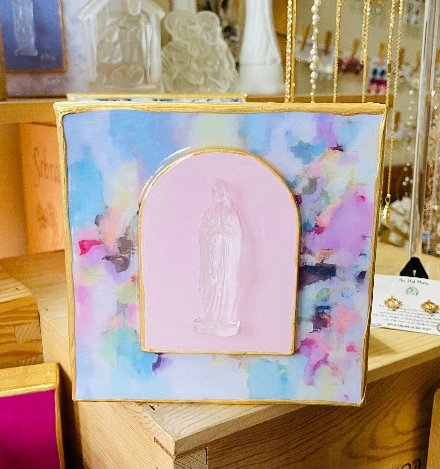 Blessed Mother Mary on 6x6 Light Multi Colors