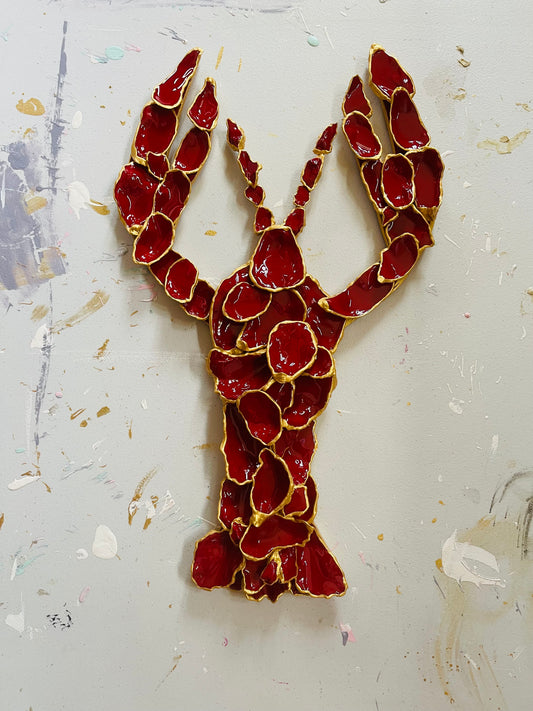 Red Oyster Crawfish Trimmed in Gold