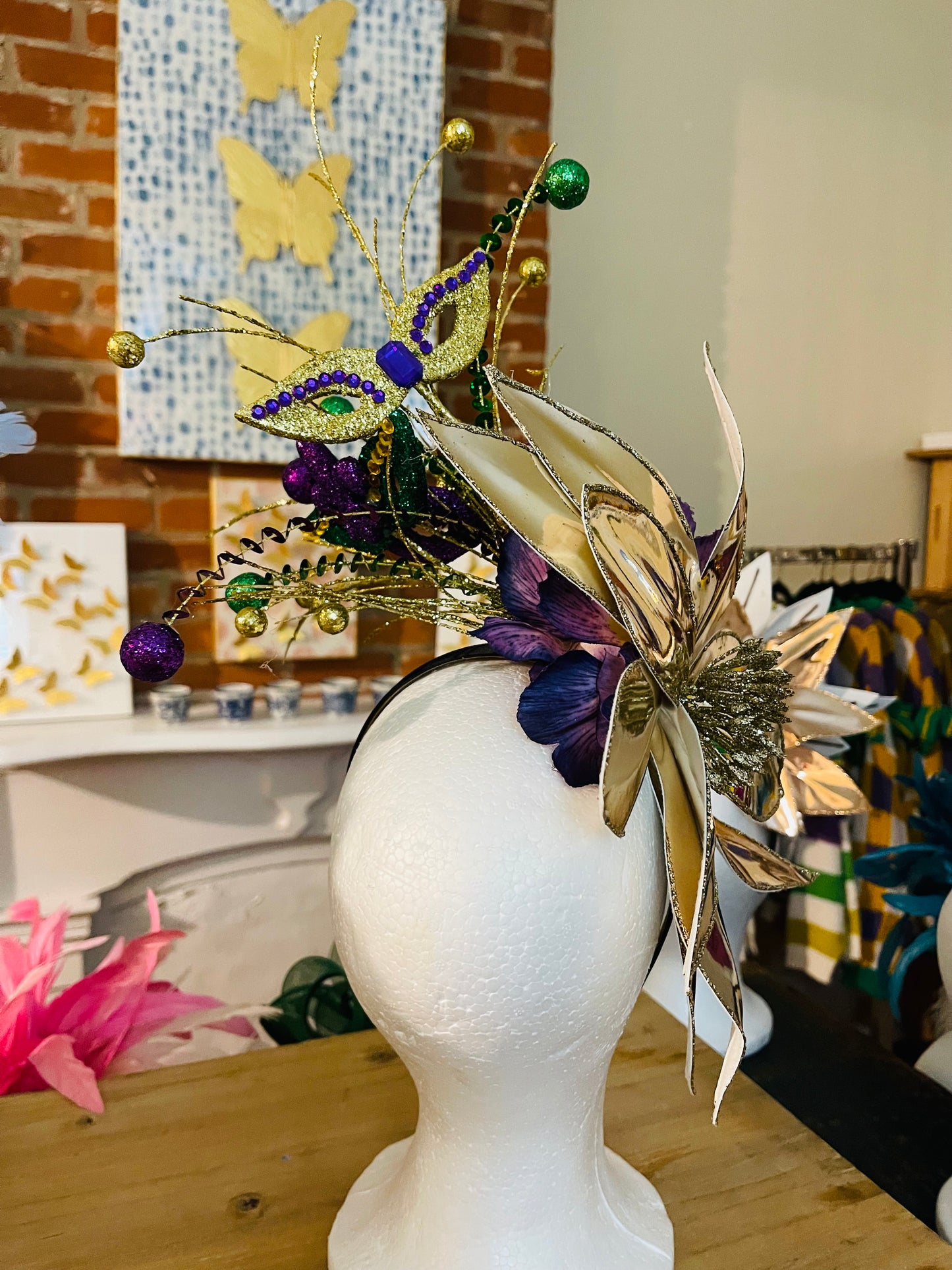 Mardi Gras Metallic Gold Flower