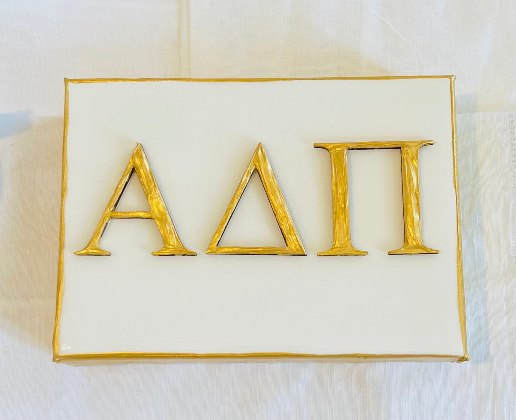 Adpi Gold Letters Gold Letters Alpha Delta Pi on 5x7 Canvas – Bella Gifts to Geaux