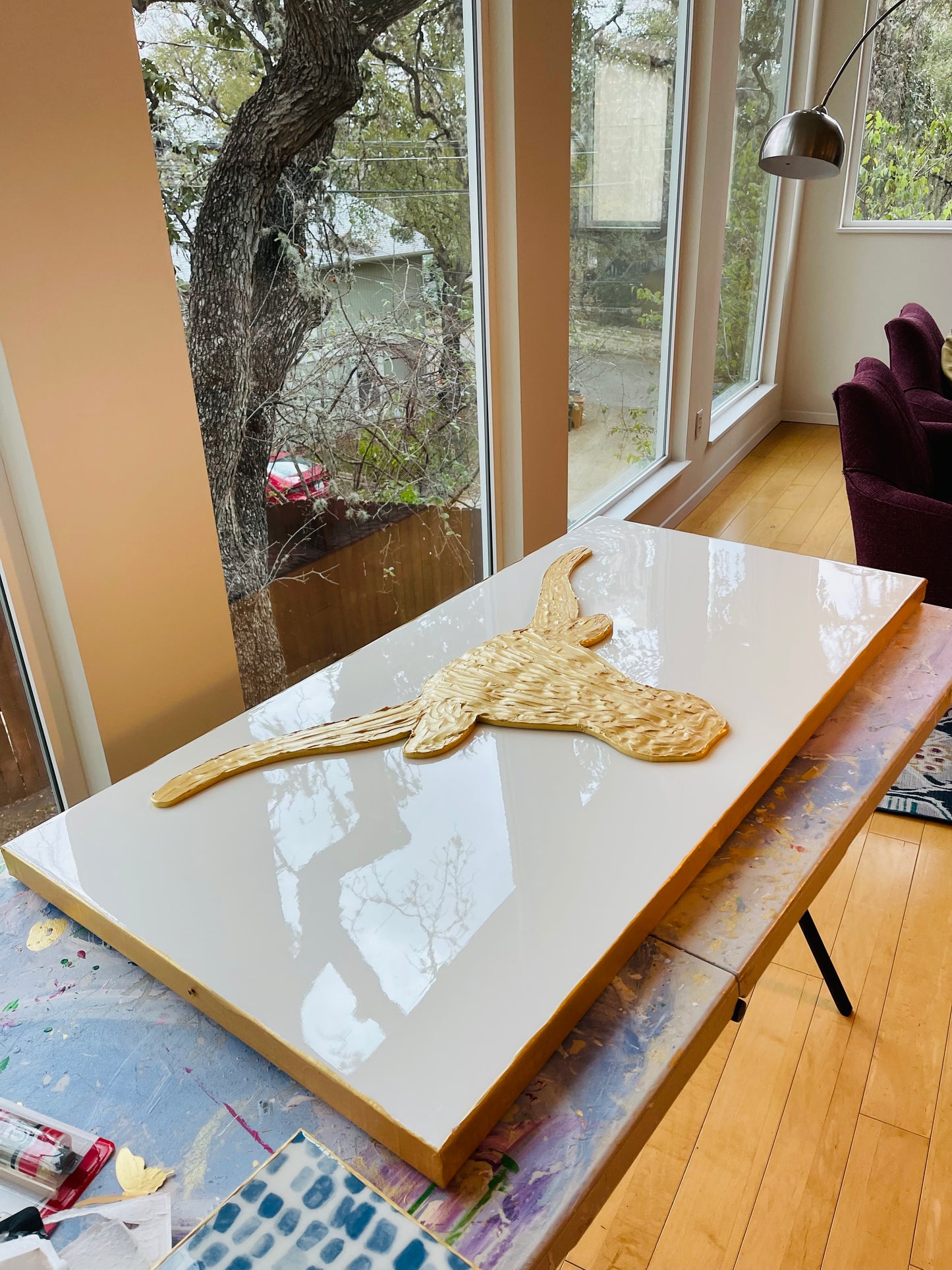 Gold Texture Longhorn on 24x48 Canvas