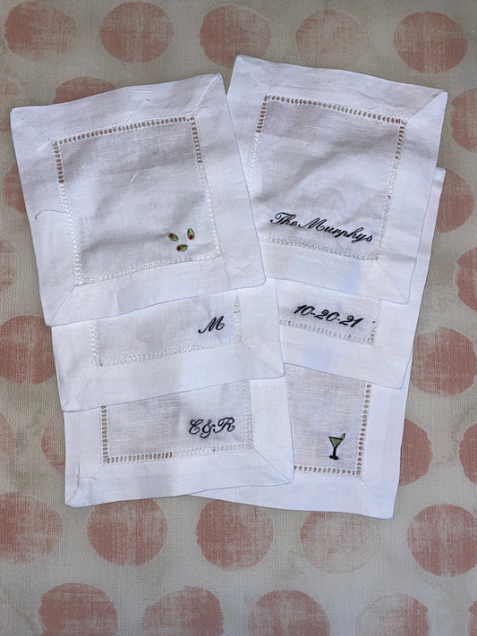 Linen Cocktail Napkins - Just Married