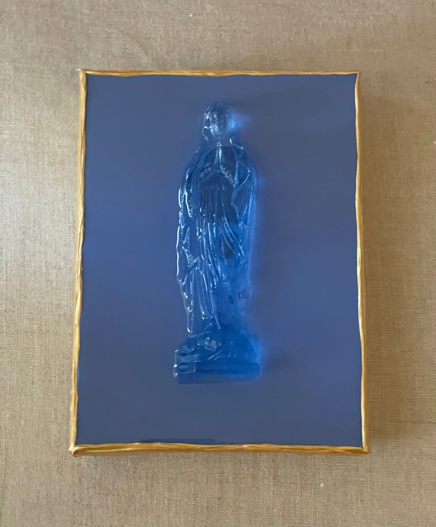 Bright Blue Mary on a French Blue 6x8 Canvas