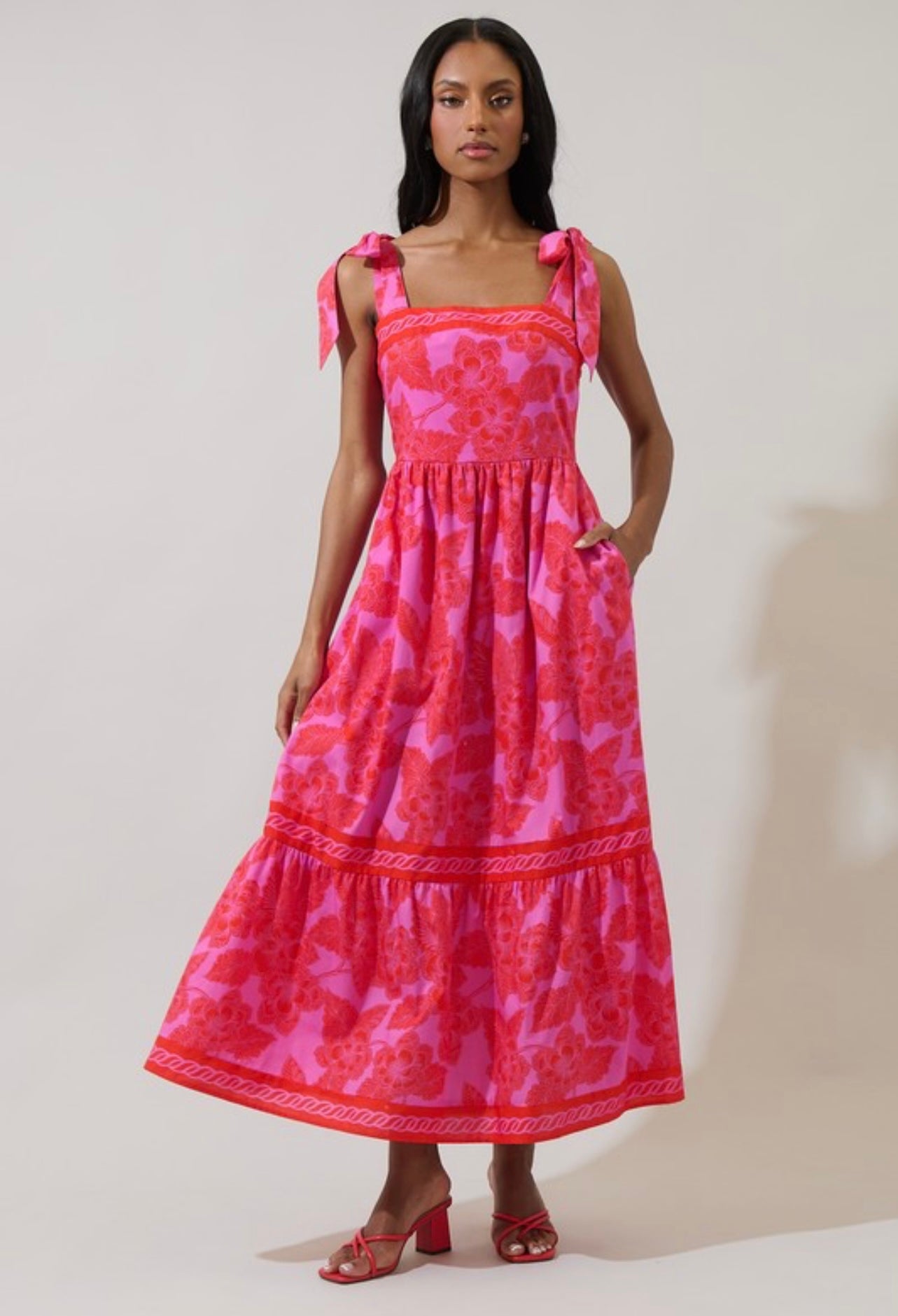 Rency Floral Pime Smocked Maxi Dress
