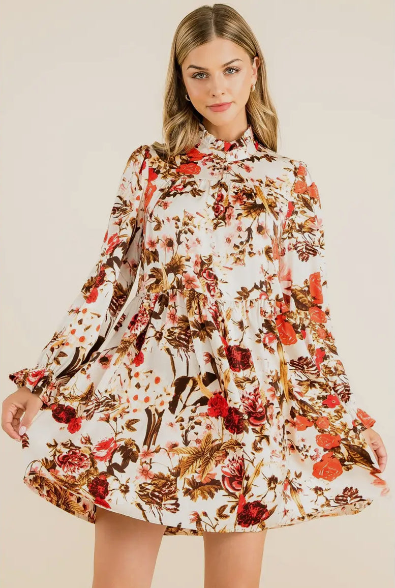 Floral Print Button Up Dress