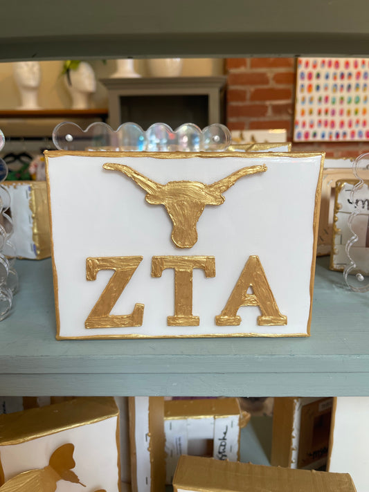 Zeta Tau Alpha with Gold Longhorn
