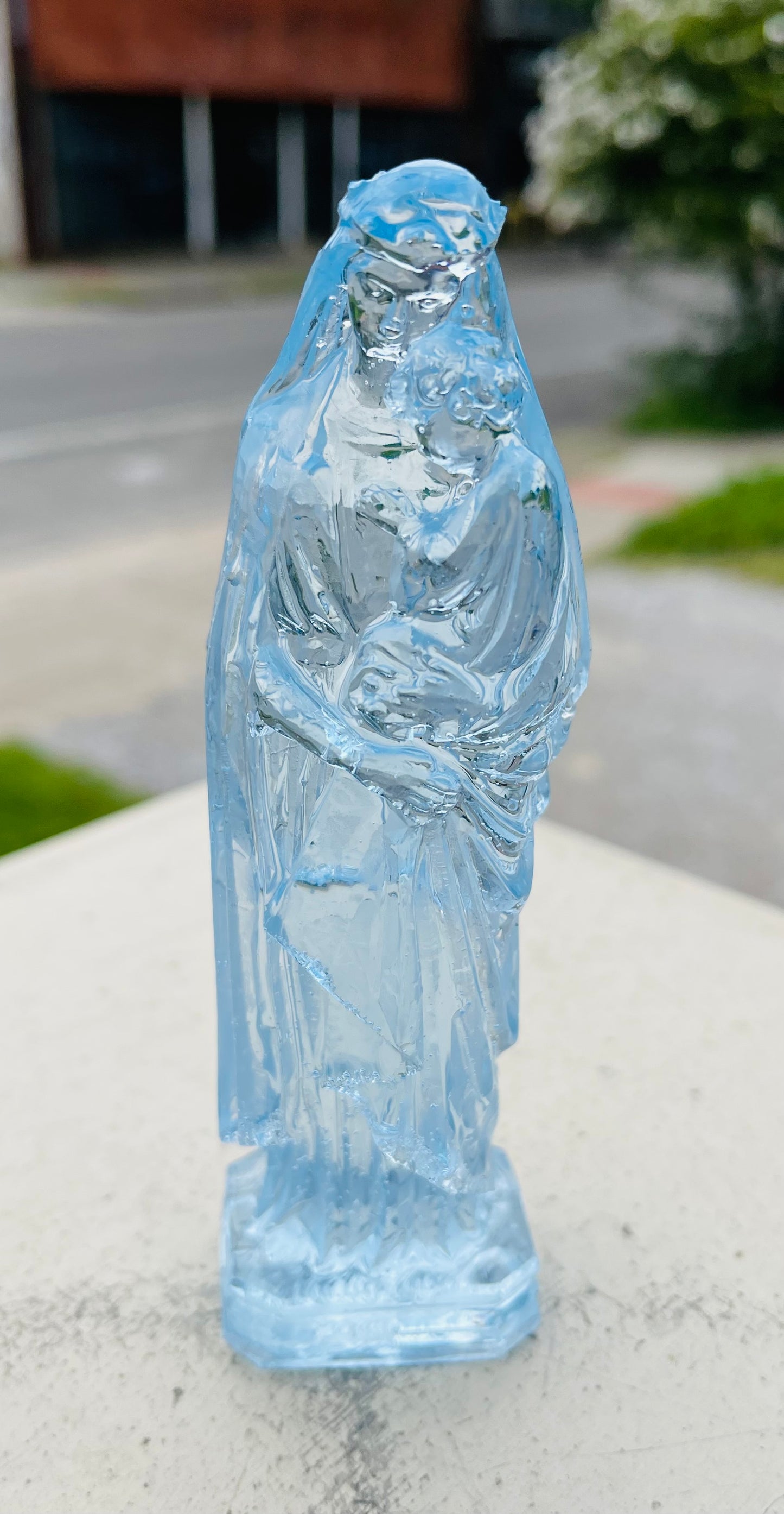 Mother and Child Light Blue Statue