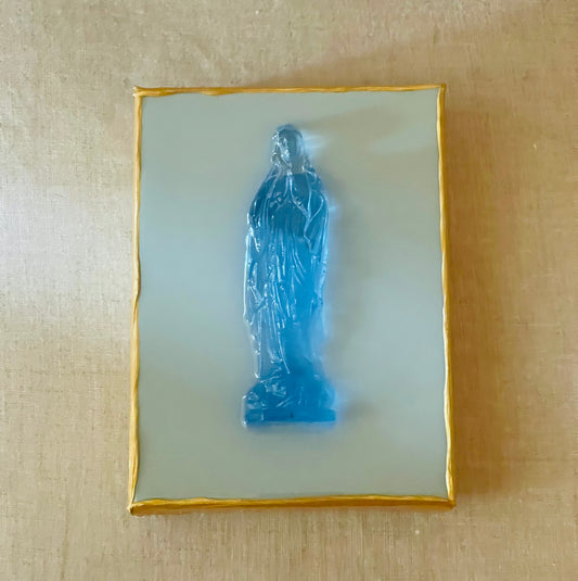 Bright Blue Mary on a Duck Egg 6x8 Canvas