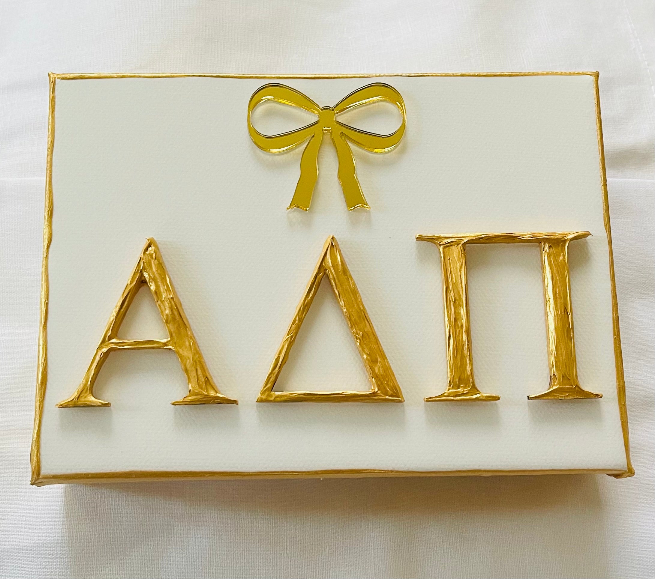 Adpi Gold Letters Alpha Delta Pi Gold Letters and Bow – Bella Gifts to Geaux