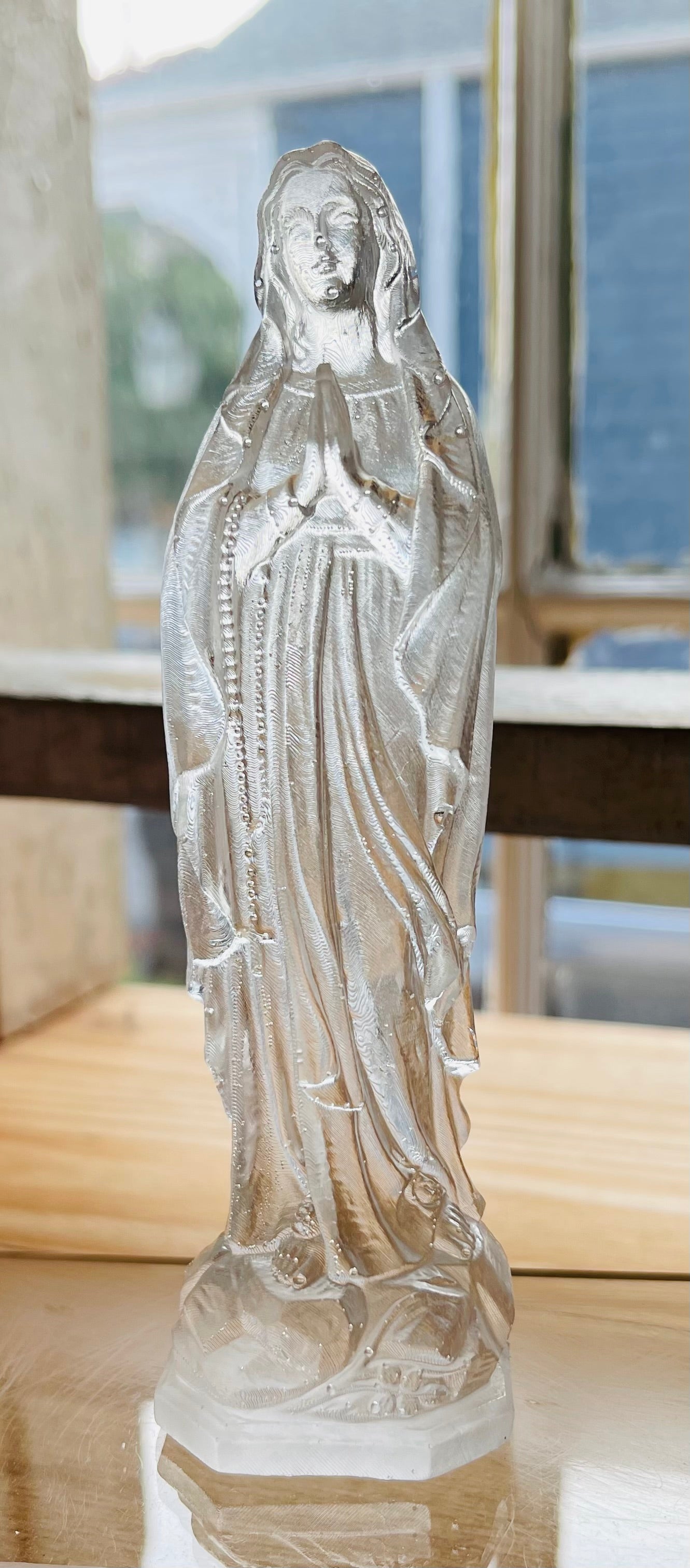 Clear Mother Mary 6” Statue