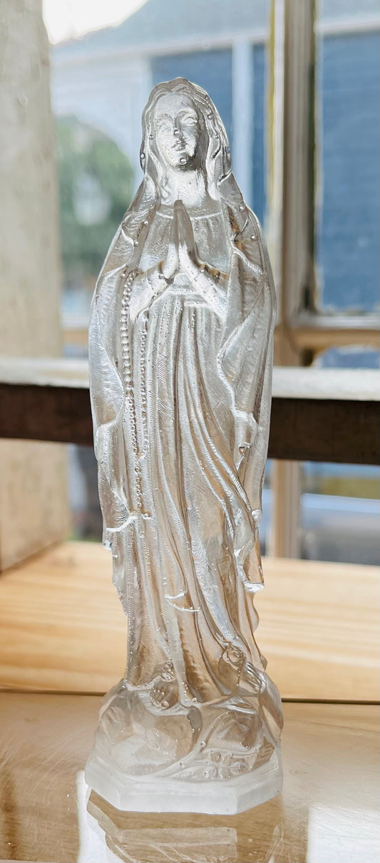 Clear Mother Mary 6” Statue