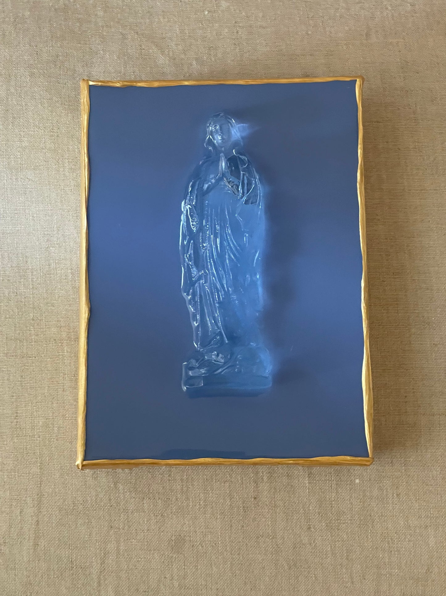 Light Blue Mary on a French Blue 6x8 Canvas