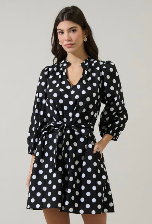 Saraya Dot Eira Poplin Mini Dress