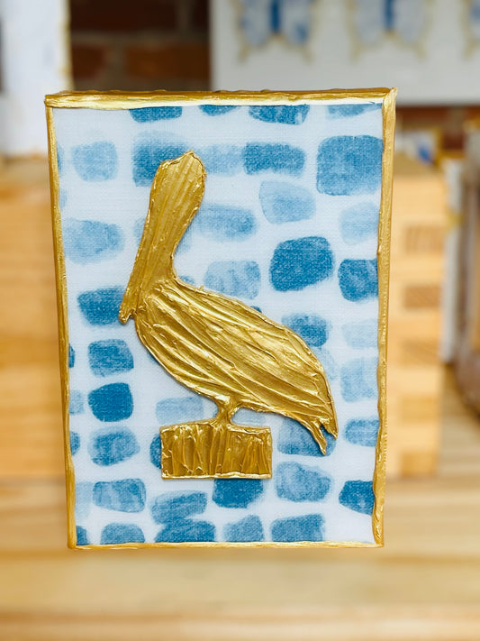 Gold Pelican on 5x7 Canvas