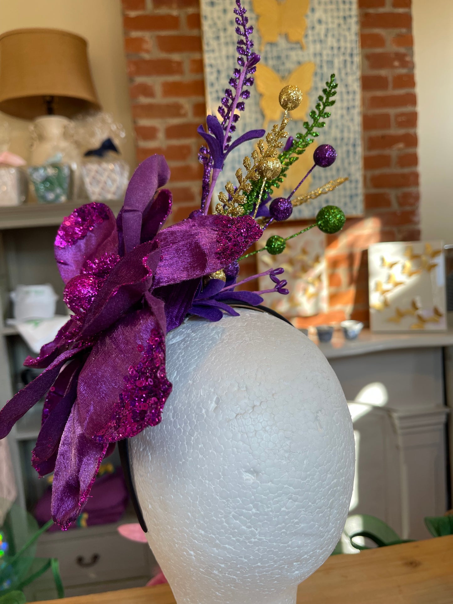 Purple Magnolia Mardi Gras Headpiece