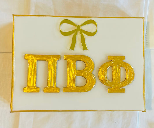 Pi Beta Phi Gold Letters with Gold Bow