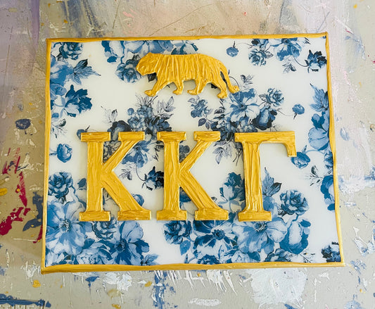Kappa Kappa Gamma on Blue floral with Tiger