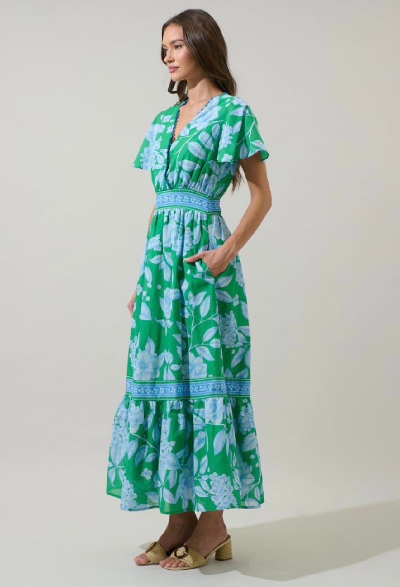 Verbena Floral Ingrida Surplice Maxi Dress