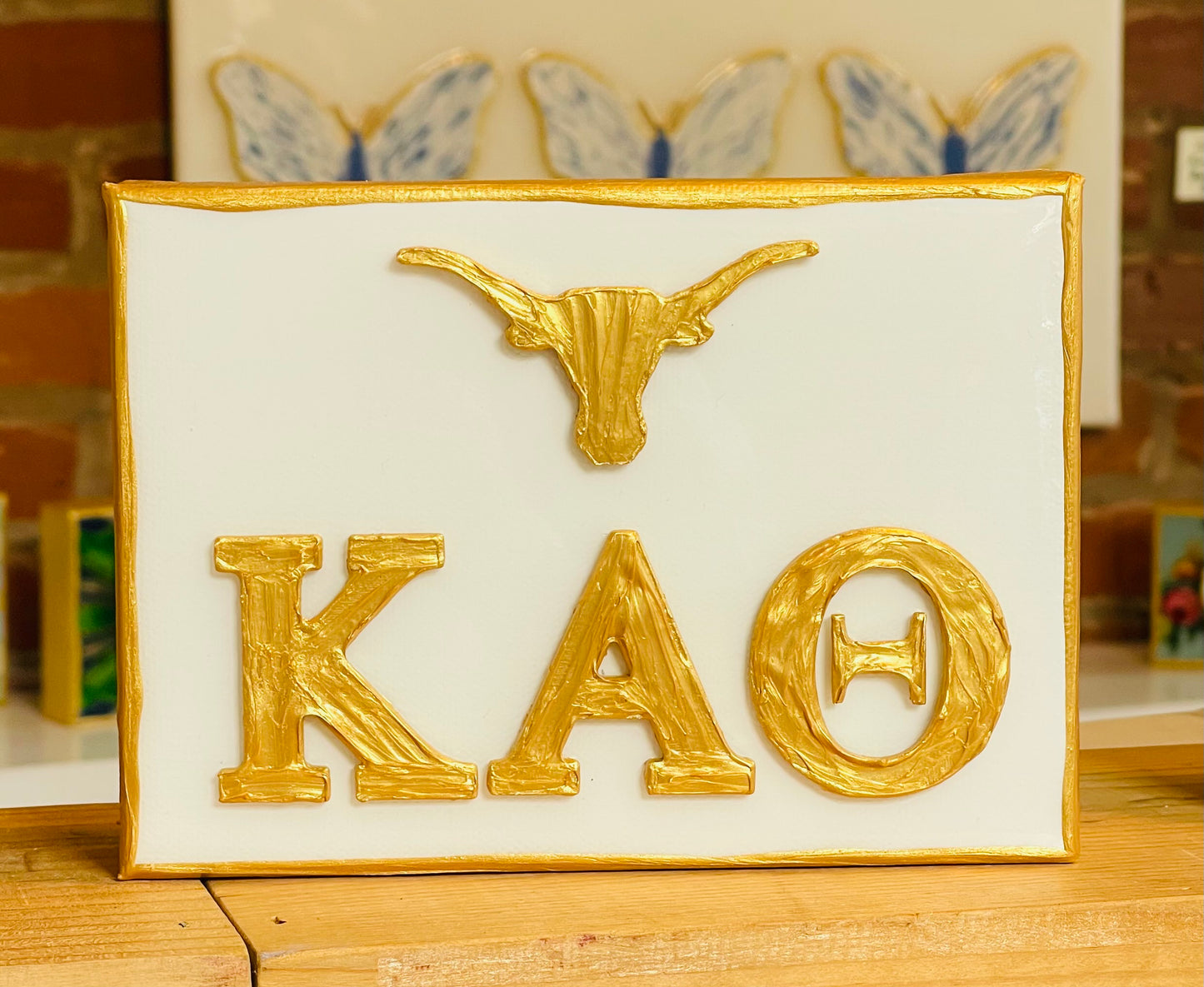 Kappa Alpha Theta with Longhorn on 5x7 Canvas