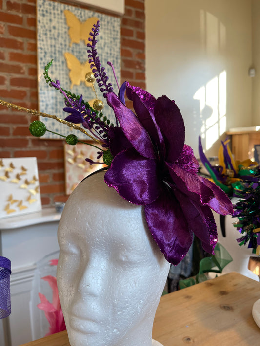 Purple Magnolia Mardi Gras Headpiece